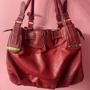 Vintage 2000s Juicy Couture Red Leather Tote Handbag
